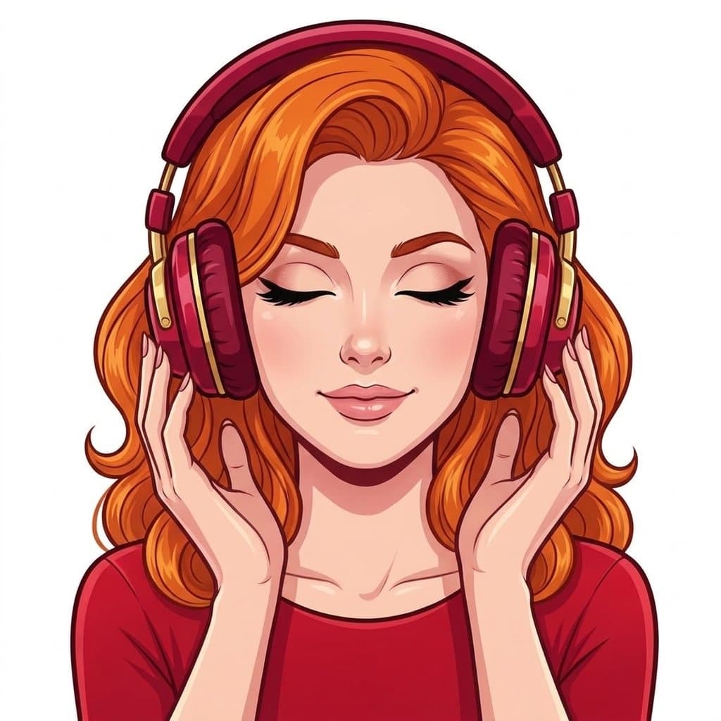 Celeste illustree, casque sur les oreilles