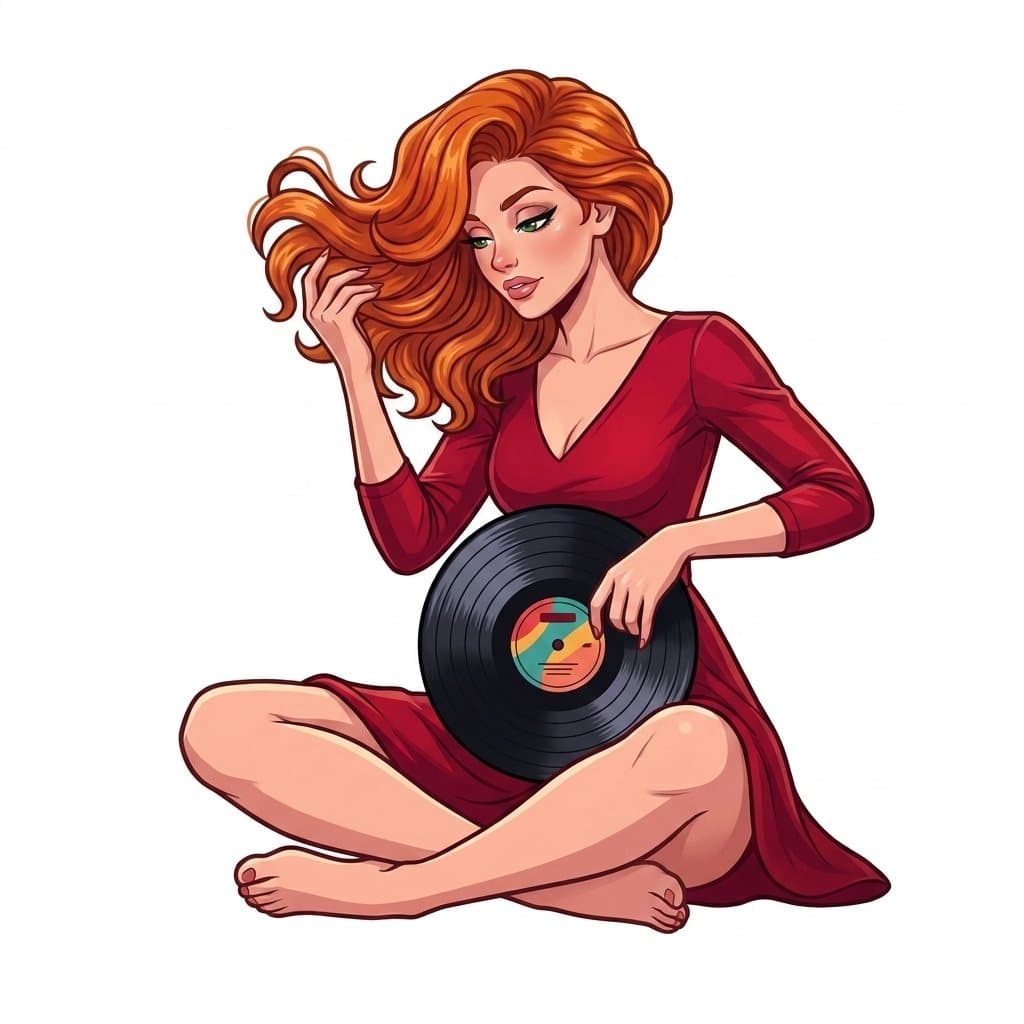 Celeste illustree, un vinyle dans les mains