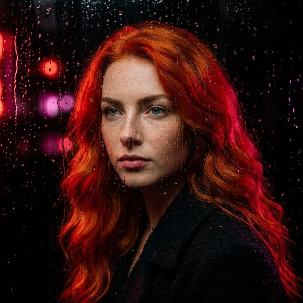 Celeste vue a travers une vitre de pluie